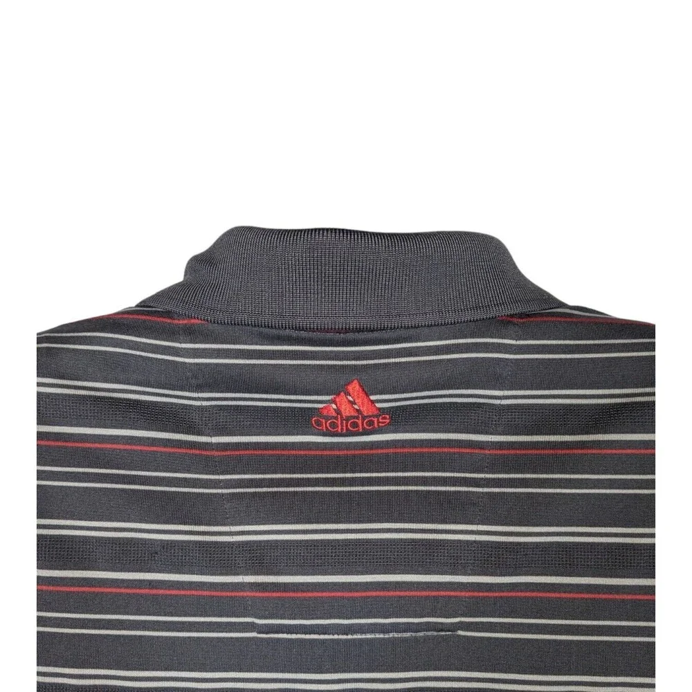 Adidas Sz L Gray Striped Climacool Ron Jaworski Riverwinds Golf Tennis Polo